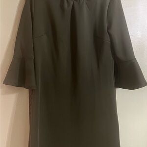 Elegant Olive Green Dress Scuba Dress with Bell Arms